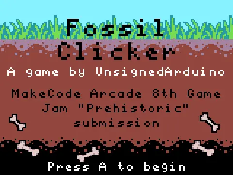 Fossil Clicker start screen